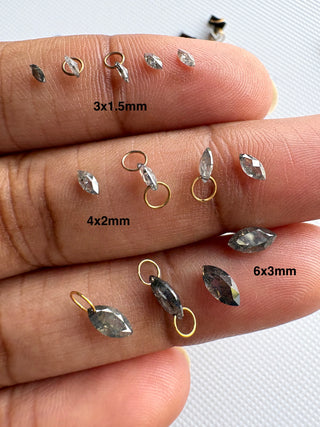3x1.5mm/4x2mm/6x3mm 14k Charm Drilled Salt And Pepper Marquise Natural Diamond, Earth Mined Diamonds For Making Jewelry, DDS680/23