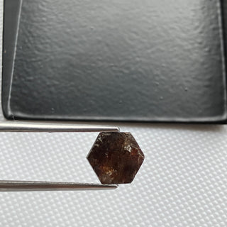 1.78CTW/8.9mm Natural Red Hexagon Shaped Rose Cut Diamond Loose, Faceted Shield Shape Rose Cut Loose Diamond Flat Back Cabochon, DDS789/3