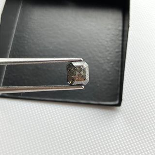 1.27CTW/6mm Clear Black Salt And Pepper Emerald Cut Asscher Cut Faceted Rose Cut Flat Back Diamond Loose Cabochon For Ring, DDS789/4