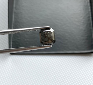 1.27CTW/6mm Clear Black Salt And Pepper Emerald Cut Asscher Cut Faceted Rose Cut Flat Back Diamond Loose Cabochon For Ring, DDS789/4