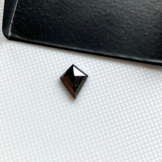 8.5mm/0.79CTW Natural Black Shield Shaped Rose Cut Diamond Loose Cabochon, Black Salt And Pepper Rose Cut Flat Back Diamond, DDS789/6