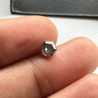 0.64CTW/5mm Clear Black Hexagon/Shield Shaped Salt And Pepper Rose Cut Diamond Loose, Faceted Rose Cut Loose Diamond For Ring, DDS789/11