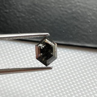 7.4mm/0.55CTW Clear Black Salt And Pepper Shield Shaped Rose Cut Diamond Loose Cabochon, Natural Black Rose Cut Flat Back Diamond, DDS789/12