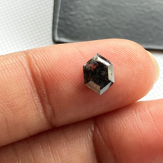7.4mm/0.55CTW Clear Black Salt And Pepper Shield Shaped Rose Cut Diamond Loose Cabochon, Natural Black Rose Cut Flat Back Diamond, DDS789/12