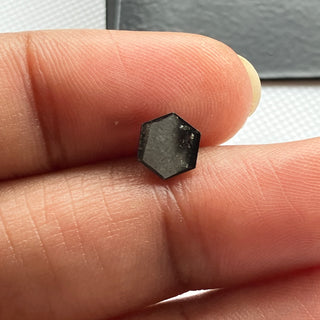 0.67CTW/6.7mm Clear Black Hexagon/Shield Shaped Salt And Pepper Rose Cut Diamond Loose, Faceted Rose Cut Loose Diamond For Ring, DDS789/13
