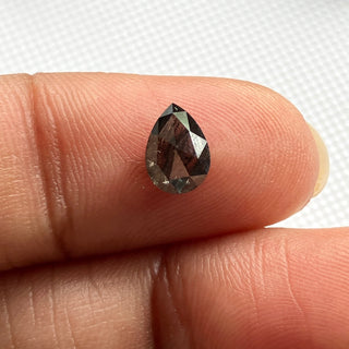 1 Piece 0.66CTW/6.8mm Clear Black Pear Shaped Salt And Pepper Faceted Rose Cut Diamond Loose Cabochon, DDS789/14