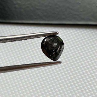 1 Piece 0.86CTW/6.3mm Clear Black Pear Shaped Salt And Pepper Faceted Rose Cut Diamond Loose Cabochon, DDS789/15