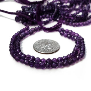 Natural Amethyst Faceted Round Beads, 4.5mm Purple Amethyst Gemstone For Jewelry, 14 Inch Strand, GDE24