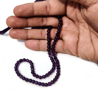 Natural Amethyst Faceted Round Beads, 4.5mm Purple Amethyst Gemstone For Jewelry, 14 Inch Strand, GDE24