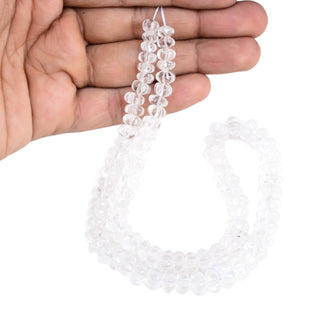 Crystal Quartz Carved Melon Pumpkin Beads, 6mm to 10mm Clear White Crystal Quartz Gemstone Beads Jewelry Making, 9 Inch Strand, GDS2280/16