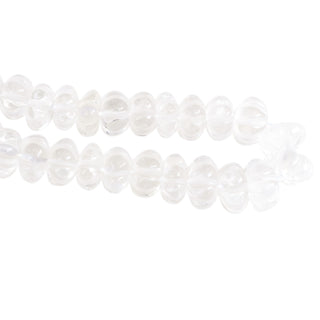 Crystal Quartz Carved Melon Pumpkin Beads, 6mm to 10mm Clear White Crystal Quartz Gemstone Beads Jewelry Making, 9 Inch Strand, GDS2280/16