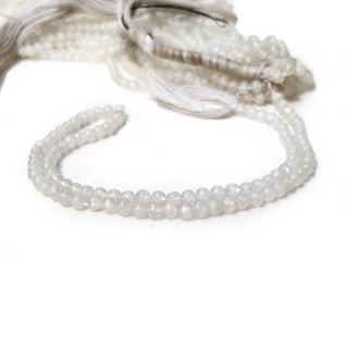 Natural Rainbow Moonstone Round Shaped Beads - 4mm Faceted White Gemstones, 13 Inch Strand, GDE25