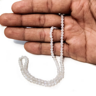 Natural Rainbow Moonstone Round Shaped Beads - 4mm Faceted White Gemstones, 13 Inch Strand, GDE25