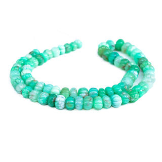 Chrysoprase Carved Melon Beads, 6mm to 10mm Green Chrysoprase Pumpkin Shaped Gemstone Beads/Rondelles Jewelry, 9 Inch Strand, GDS2280/11