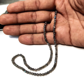 3mm Natural Labradorite Faceted Rondelle Beads - Flashy Blue Gemstones, 13 Inch Strand, GDE26
