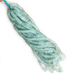 Natural Aqua Blue Faceted Aquamarine Beads, 5.5-6mm Tyre Shaped Gemstone Rondelle for Jewelry, 15 Inch Strand, GDE2