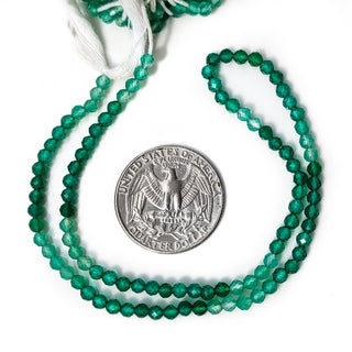 Natural Green Onyx Round Beads – 3mm Shaded Green Gemstones, 12.5 Inch Strand for Jewelry, GDE28