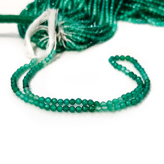 Natural Green Onyx Round Beads – 3mm Shaded Green Gemstones, 12.5 Inch Strand for Jewelry, GDE28