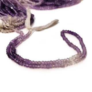 Purple Amethyst Faceted Shaded Round Rondelle Beads – 3x3mm Gemstones, 13 Inch Strand for Jewelry, GDE30