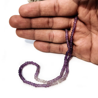 Purple Amethyst Faceted Shaded Round Rondelle Beads – 3x3mm Gemstones, 13 Inch Strand for Jewelry, GDE30