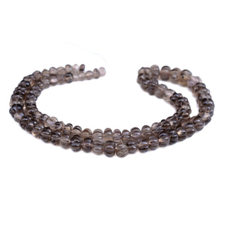 Smoky Quartz Carved Melon Beads, 6mm to 8mm Brown Smoky Quartz Melon Shaped Gemstone Beads, Jewelry Making, 9 Inch Strand, GDS2280/13