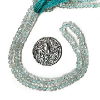 Natural Aquamarine Faceted Tyre Rondelle Beads – 4mm to 5mm Light Blue Gemstones, 12.5 Inch Strand, GDE31