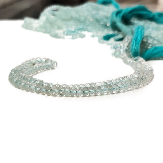 Natural Aquamarine Faceted Tyre Rondelle Beads – 4mm to 5mm Light Blue Gemstones, 12.5 Inch Strand, GDE31