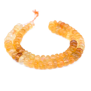 Citrine Carved Melon Beads, 6mm-7mm/9-11mm Citrine Pumpkin Shaped Gemstone Beads/Rondelles For Jewelry Making, 9 Inch Strand, GDS2280/2