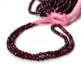 Rhodonite Garnet Faceted Rondelle Round Beads – 4mm Natural Gemstones, 12 Inch Strand for Jewelry Making, GDE33