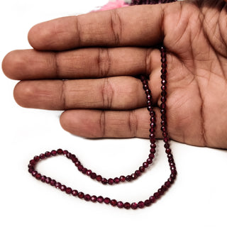 Rhodonite Garnet Faceted Rondelle Round Beads – 4mm Natural Gemstones, 12 Inch Strand for Jewelry Making, GDE33