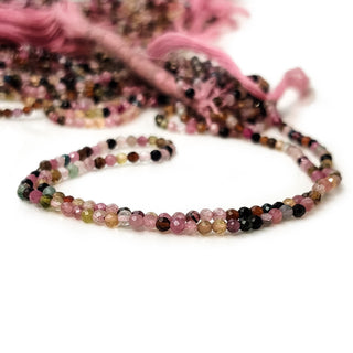 Natural Multi Tourmaline Faceted Rondelle Beads – 3.5mm Multi-Color Gemstones, 12 Inch Strand, GDE34