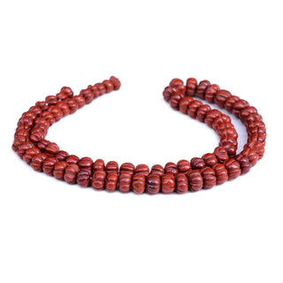 Natural Red Jasper Carved Melon Beads, 6mm to 9mm Red Jasper Melon Shape Gemstone Beads, Rondelle Carving Beads, 9 Inch Strand, GDS2280/21