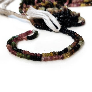 Natural Multi Tourmaline Faceted Rondelle Beads – 4.5mm Multi-Color Gemstones, 13 Inch Strand, GDE35