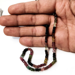 Natural Multi Tourmaline Faceted Rondelle Beads – 4.5mm Multi-Color Gemstones, 13 Inch Strand, GDE35