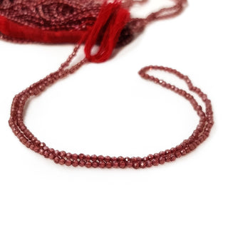 Natural Garnet Faceted Rondelle Round Beads – 3mm Semi-Precious Gemstones for Jewelry Making 12.5 Inch Strand – GDE37