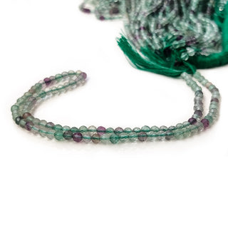 Multi Fluorite Faceted Rondelle Beads – 3mm Green/Purple Semi-Precious Gemstones for Jewelry Making –   12.5 Inch Strand – GDE38