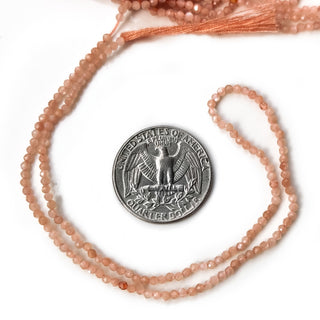 Natural Peach Moonstone Faceted Rondelle Beads, 3x3mm - 12.5 Inch Strand for Jewelry Making, GDE39