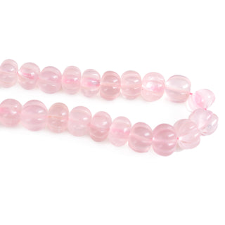 Rose Quartz Hand Carved Melon Beads Pumpkin Beads, 8mm to 9mm Pink Quartz Melon Gemstone Beads Jewelry Making, 9 Inch Strand, GDS2280/15