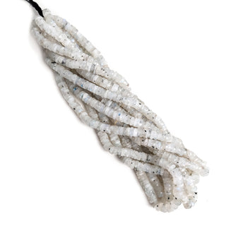 Natural Moonstone Faceted Tyre Rondelle Beads – 6mm-8mm White Semi-Precious Gemstones 17 Inch Strand for Jewelry Making