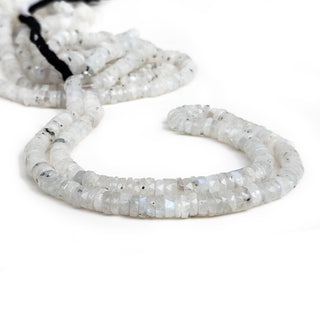 Natural Moonstone Faceted Tyre Rondelle Beads – 6mm-8mm White Semi-Precious Gemstones 17 Inch Strand for Jewelry Making