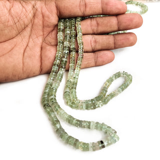 6mm Green Amethyst Faceted Tyre Rondelle Beads - 12 Inch Strand for Jewelry Making, Natural Amethyst Gemstone, GDE41