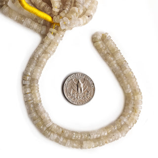 Golden Rutile Quartz Faceted Tyre Beads - 5.5mm Gold Rutile Gemstone, 16-inch Strand for Jewelry Making, GDE42