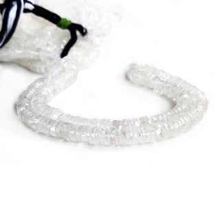 Natural Clear Quartz Crystal Faceted Tyre Beads - 7mm to 8mm Clear Quartz Gemstone, 17-Inch Strand for Jewelry Making, GDE43