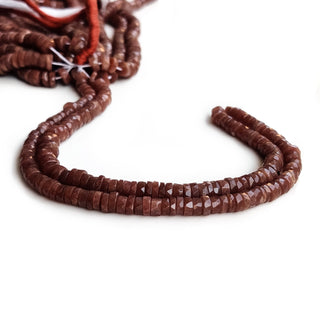 Natural Peach Moonstone Faceted Tyre Beads - 6mm Gemstone, 16-Inch Strand for Jewelry Making, GDE44