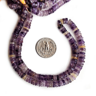 Purple Amethyst Faceted Tyre Beads – 5mm to 5.5mm Gemstones, 16-Inch Strand for Jewelry Making, GDE45