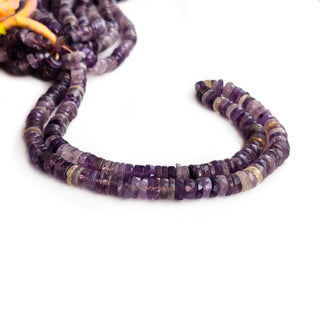 Purple Amethyst Faceted Tyre Beads – 5mm to 5.5mm Gemstones, 16-Inch Strand for Jewelry Making, GDE45