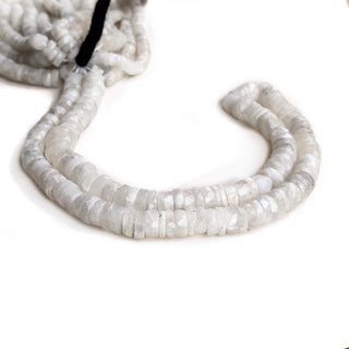 Natural Moonstone Faceted Tyre Rondelle Beads – 6mm White Semi-Precious Gemstones, 16 Inch Strand for Jewelry Making, GDE46