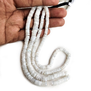 Natural Moonstone Faceted Tyre Rondelle Beads – 6mm White Semi-Precious Gemstones, 16 Inch Strand for Jewelry Making, GDE46