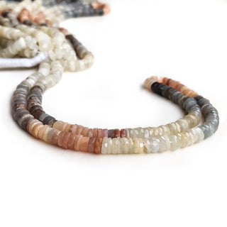 Multi Moonstone Faceted Tyre Beads – 6mm to 7mm Multi Gemstone Beads, 16-Inch Strand for Jewelry Making, GDE47
