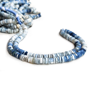 Natural Blue Opal Shaded Faceted Tyre Beads – 6mm to 7mm Blue Opal Gemstone Beads, 16-Inch Strand for Jewelry Making, GDE49